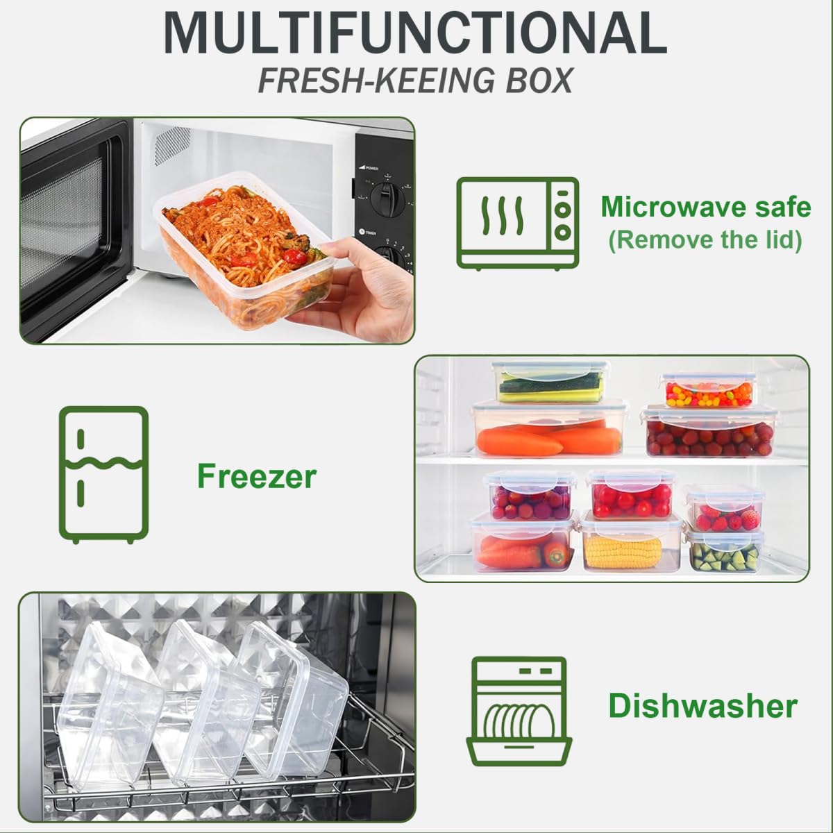 Juego de 48 recipientes herméticos con tapa, cajas de almacenamiento para alimentos (24 recipientes+24 tapas), cajas de almacenamiento de cocina, herméticas y a prueba de fugas, sin BPA, aptos para