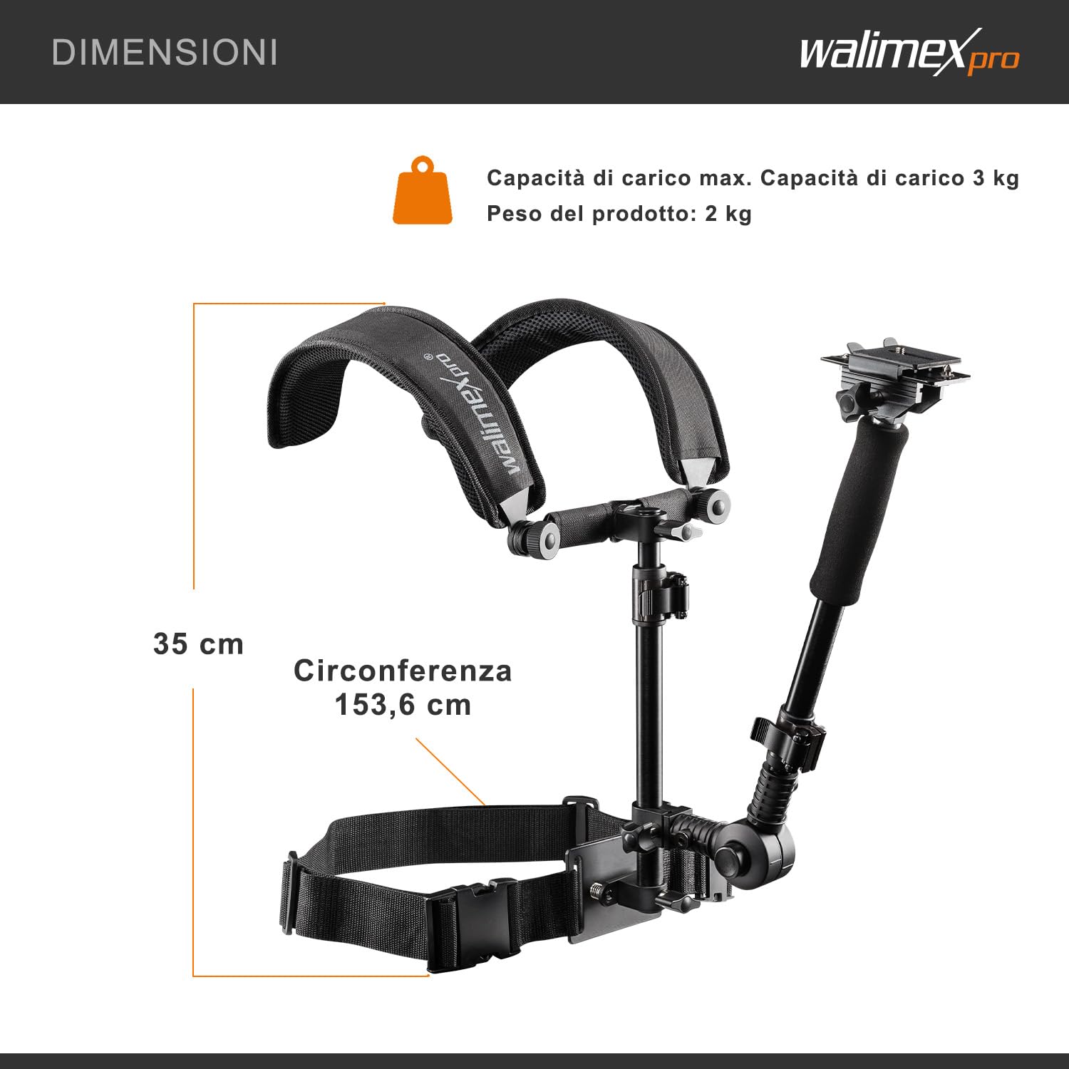 Walimex pro 20641 treppiede a spalla per la stabilizzazione di video/foto