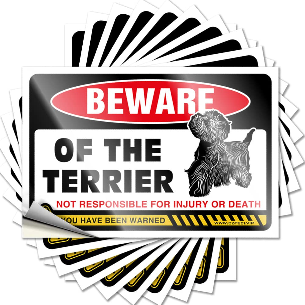Decals Cottage Easy Apply | Beware of Terrier Tall Hat Peel and Stick(6X9CM)