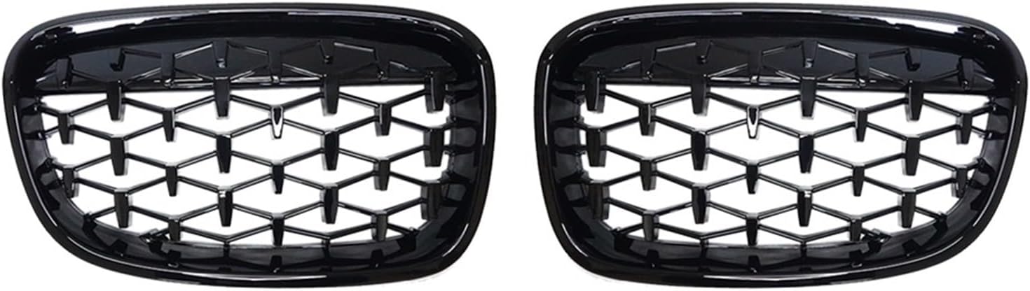 2PCS ABS Diamond Grill Front Bumper Kidney Grilles Compatible with BMW 1 Series F20 F21 116i 118i 2011 2012 2013 2014 Replacement Grille(Glossy Black)