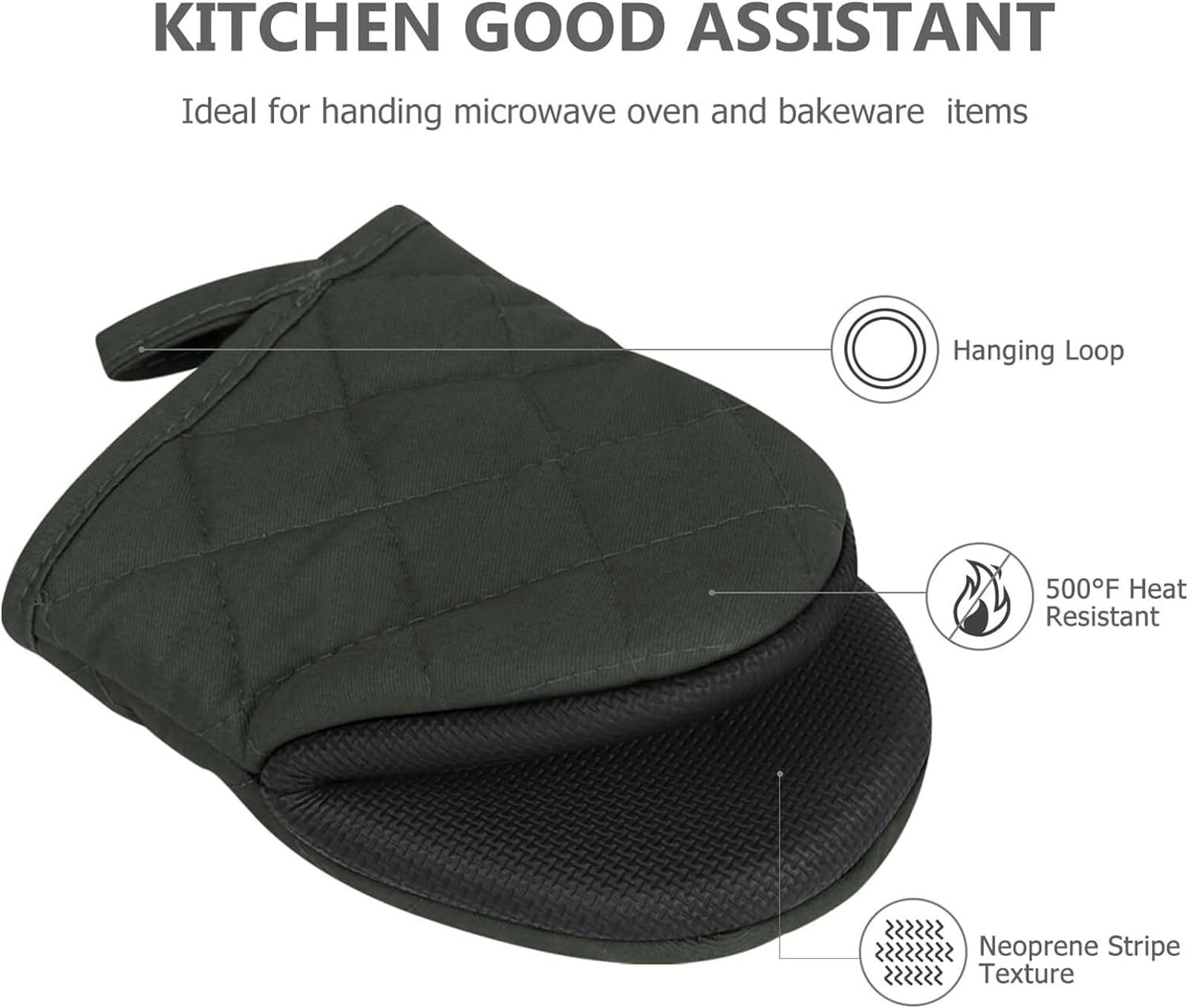Gant Four Maniques Cuisine 1 Paire De Gants De Cuisine Courts avec Surface Antidérapante Et Boucle De Suspension Gant Cuisine(G)