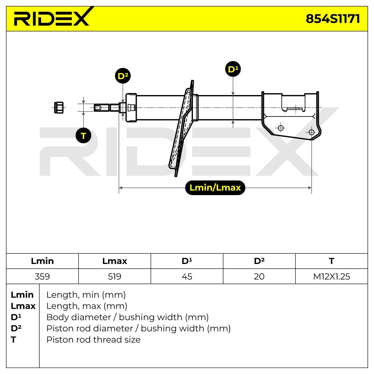 RIDEX 854S1171, 2 szt Amortyzator zestaw rozpórka zawieszenia przód Kompatybilny z FIAT BRAVO I 182 BRAVA 182