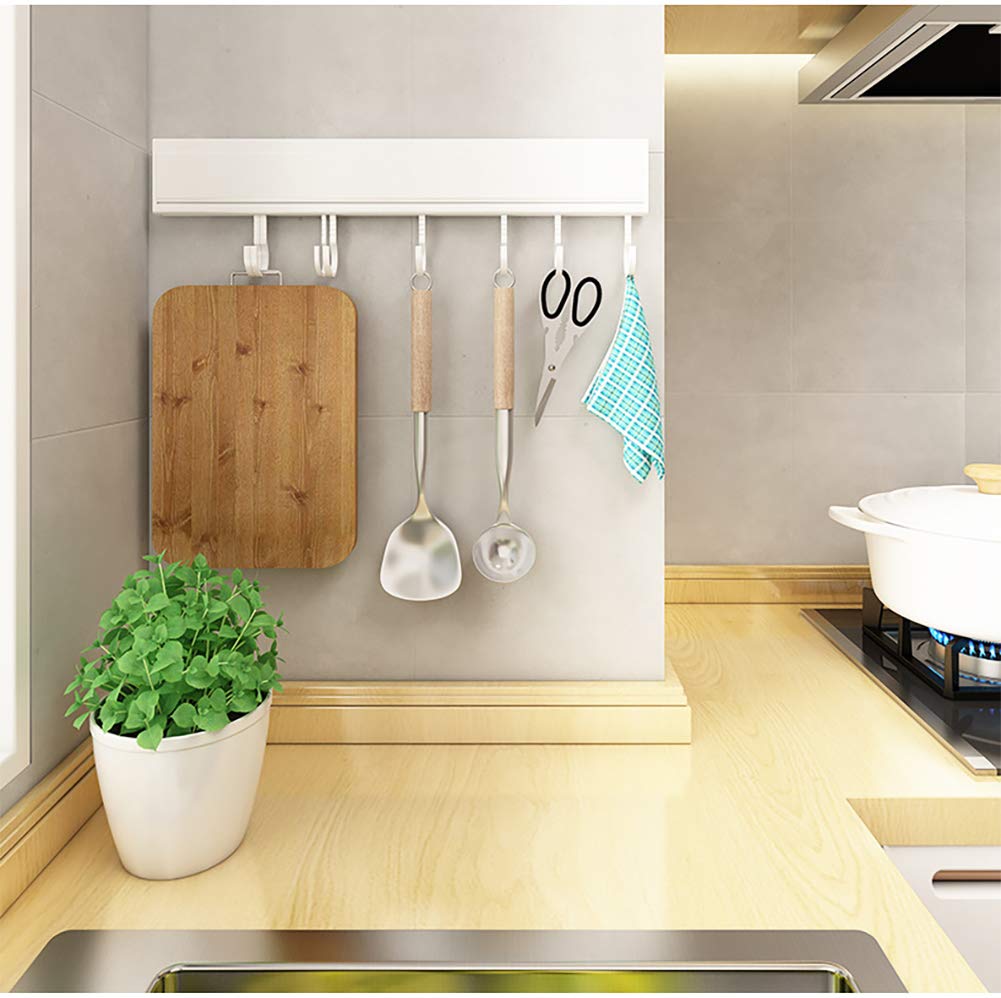 JKMQA Wall Mounted Utensil Rack,Kitchen Utensils Rack Mugs Hooks Wall Mounted Hanging Rail Rack With 8 Hooks Hanging Rack For Kitchen Utensils Pots And Pans Kitchen Cookware Bar Bathroom Towels.40 Cm