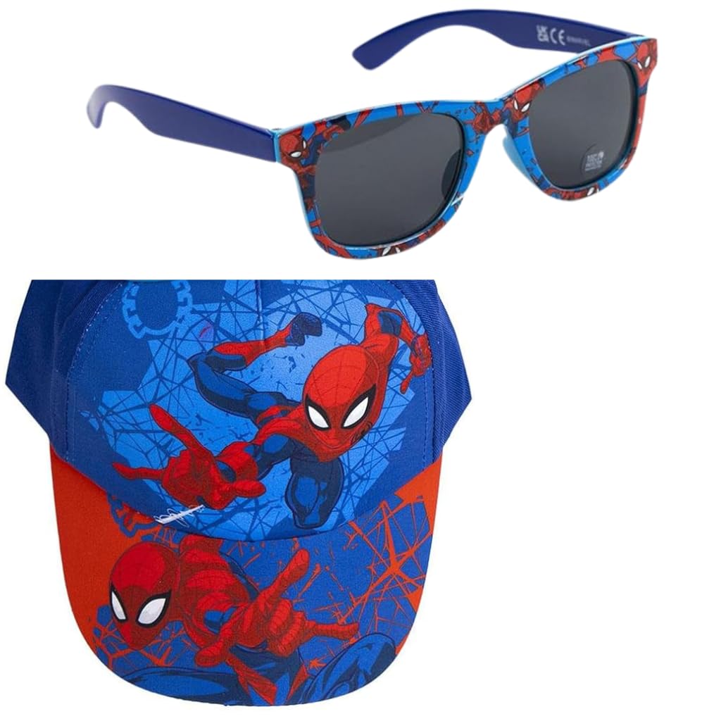 Cerdá Life's Little Moments Multi-Coloured Spider-Man Hat With Sunglasses Set - Children's Baseball Cap With Spider-Man Logo, One Size