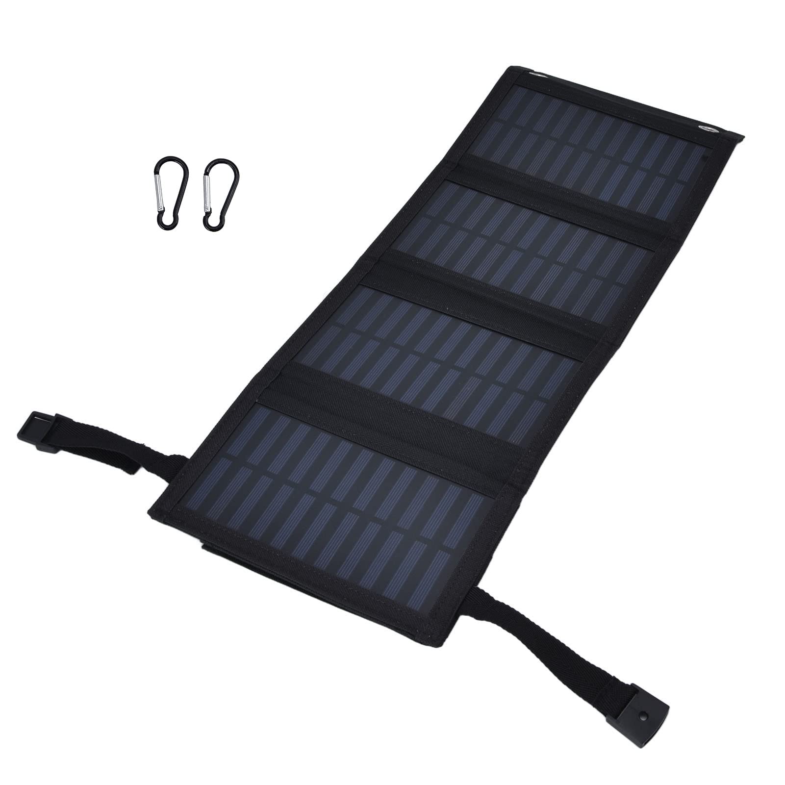 FTVOGUE Chargeur Solaire, Chargeur Solaire Pliable 20 W avec Panneaux en Silicone, Sortie USB 5 V 2 A, Conversion de 23 à 24%, Conception étanche à 4 Volets pour Camping, Randonnée, Voyage