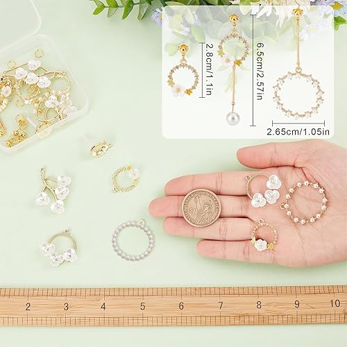 Miniatura 101 de SUNNYCLUE 1 caja de 10 pares de dijes acrílicos de flores florales 3D, kit de fabricación de aretes de lirio de cala para hacer joyas, iniciadores