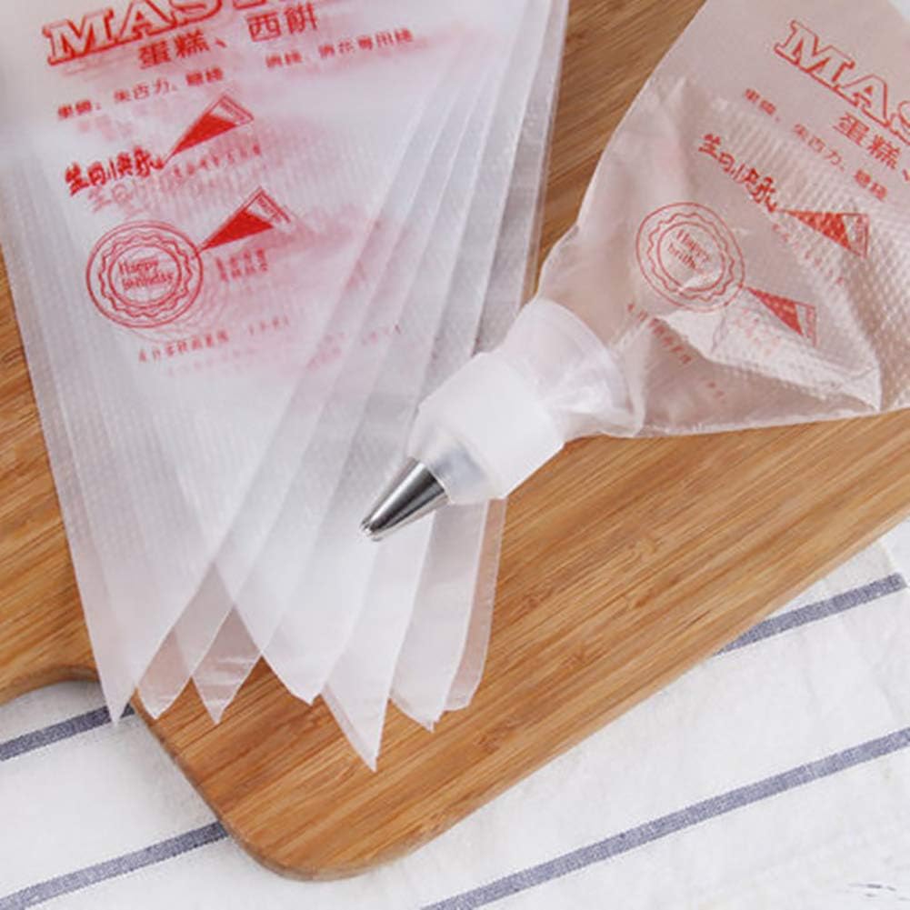 GSHLLO 200 PCS Disposable Plastic Pastry Bag Piping Bag Icing Bag for Cookies Cake Baking M