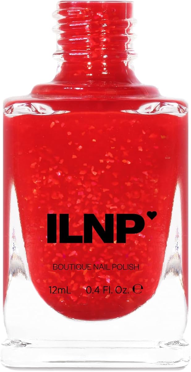 ILNP Recess - Esmalte de uñas con brillo Flakie rojo primario
