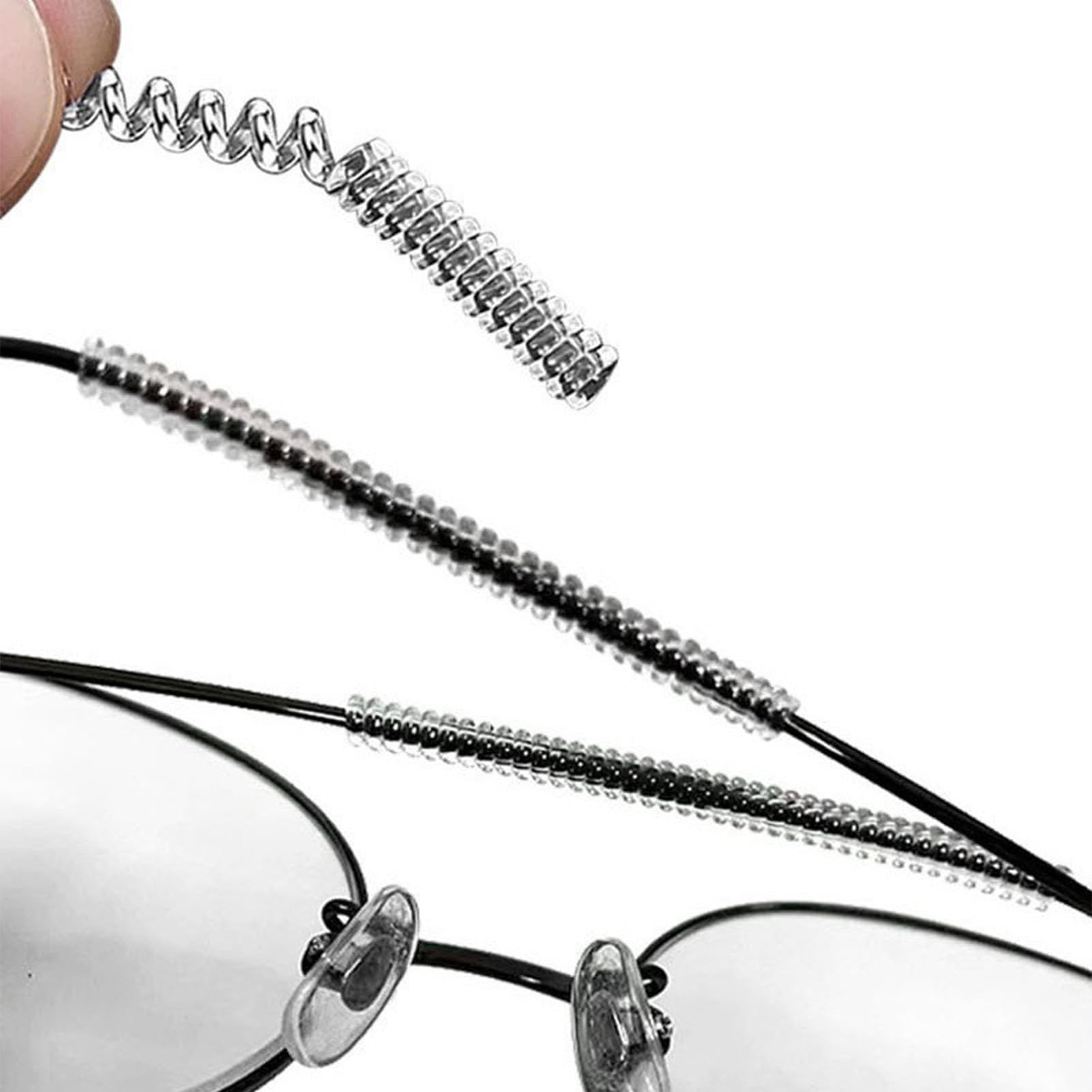 Glasses Ear Cushion, Eyeglasses Temple Tips Sleeve, 0.06x0.2x3.94 inches Clear Non Slip Silicone Retainer, Ideal for Protection, Workplace, Students, School, Travel and Home
