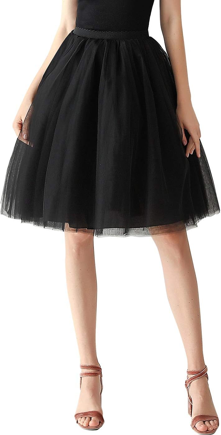 AivtalkSkirt Jupon Tulle Tutu Court Woman Girl Folded Classic Dance Party Night, Petticoat Skirt Moelleux Beautiful Layers Pure Elastic Lace Colors