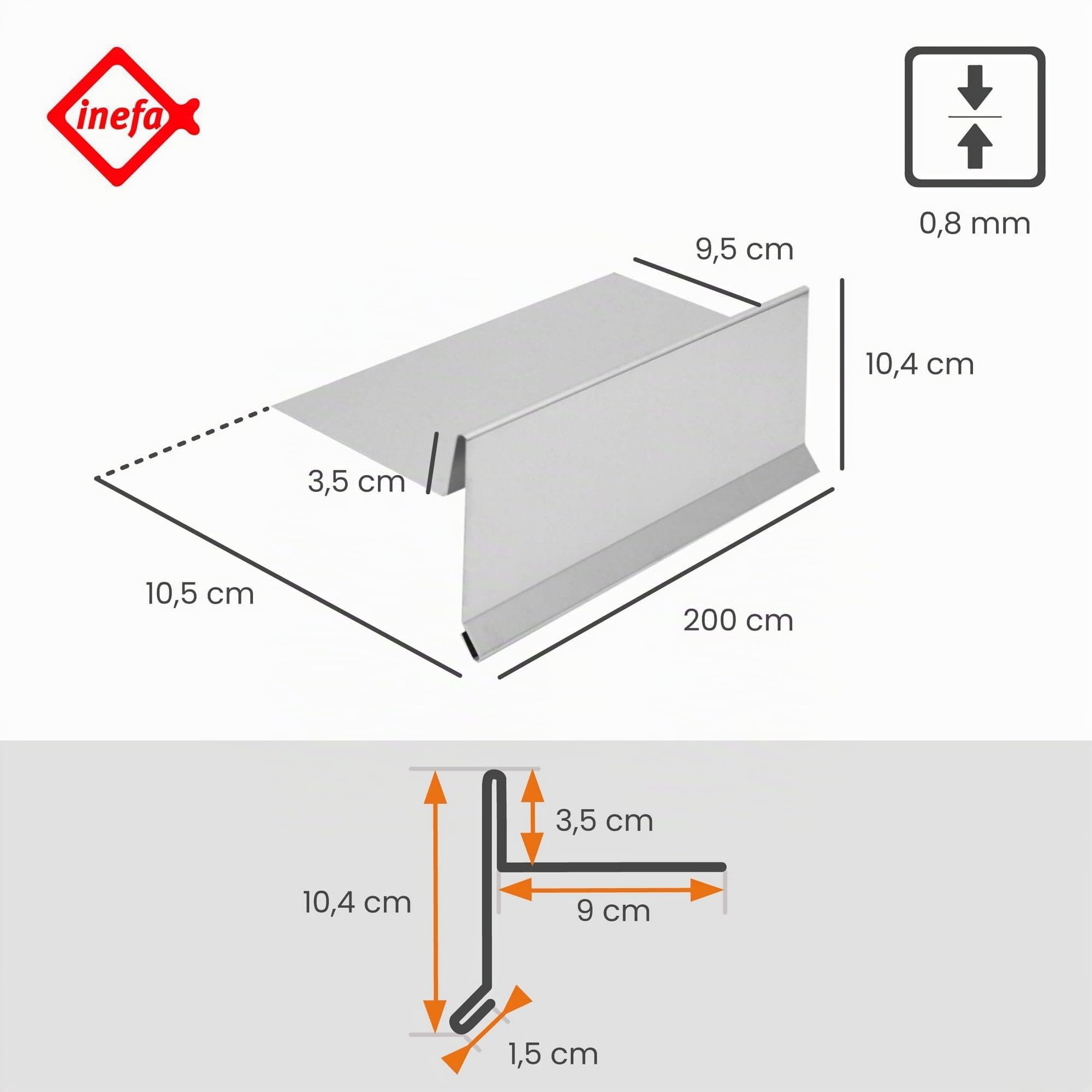 Techo drenaje sin hendidura para el agua (, lugar Gang Chapa, Longitud 2 M, Aluminio Natural STB