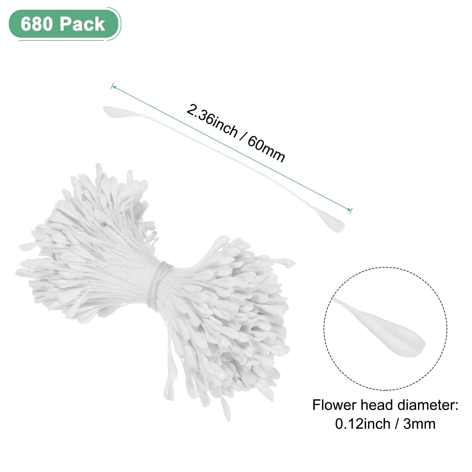 M METERXITY 680-Pack Artificial Flower Stamen Kit, 3mm Mini Double Heads Flower Stamens Pistil - Image 3