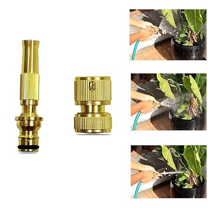 TrustBasket Brass Water Spray Nozzle Half-inch | High Pressure Nozzle Spray Water Gun | For Gardening, Bike & Car Wash, Window Deck Cleaning, Pet Bathing
