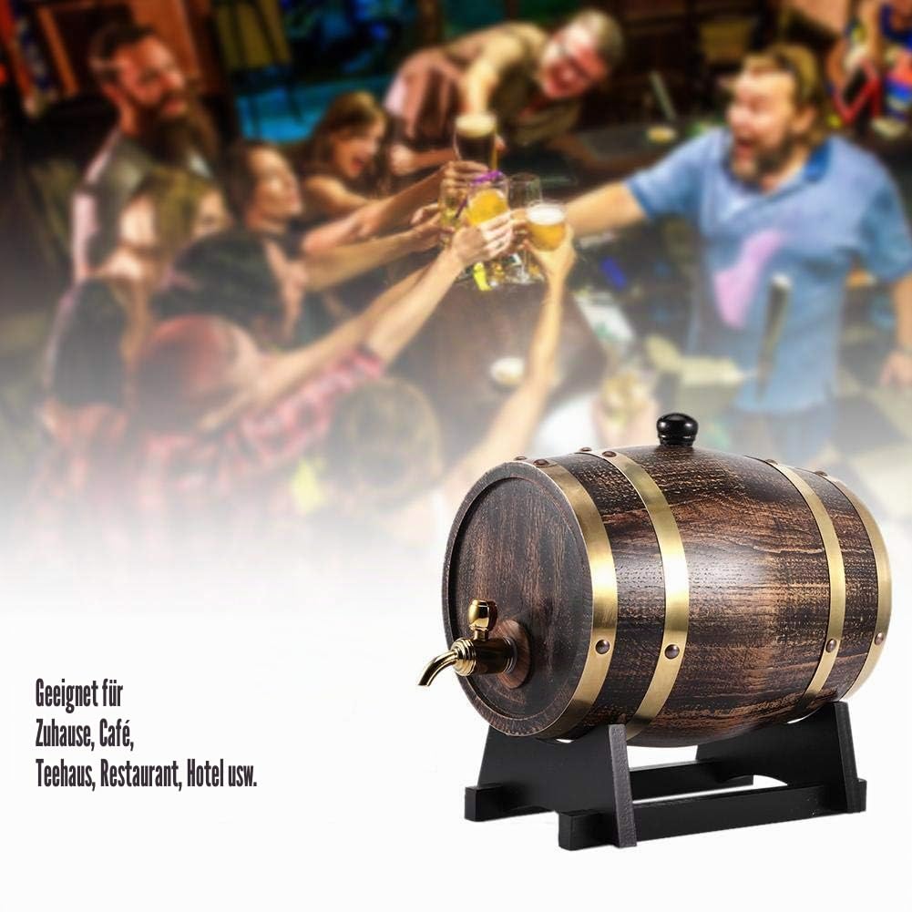 3L Weinfass aus Eiche Retro Stil mit Zapfhahn und Bock Stopfen für Wein Brandy Whisky Lagerung und Home Bar Dekoration