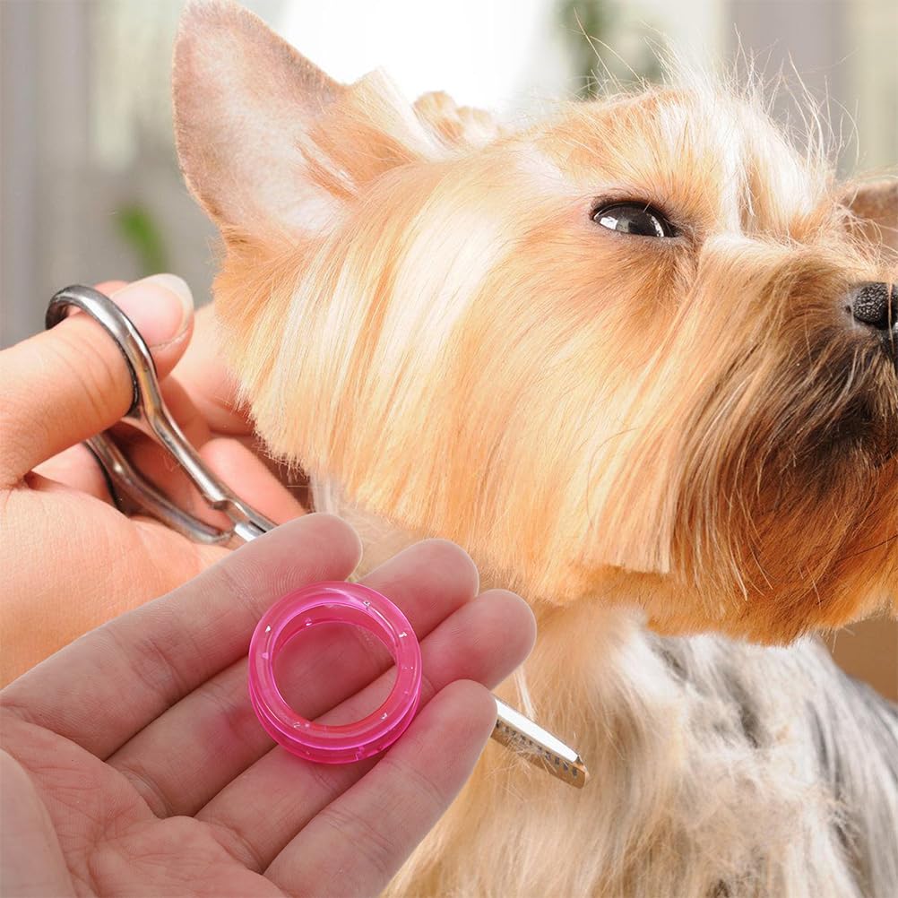 BESPORTBLE 10Pcs Pink Silicone Finger Protector Rings for Pet Grooming Shears Hair Cutting Scissors - Image 2