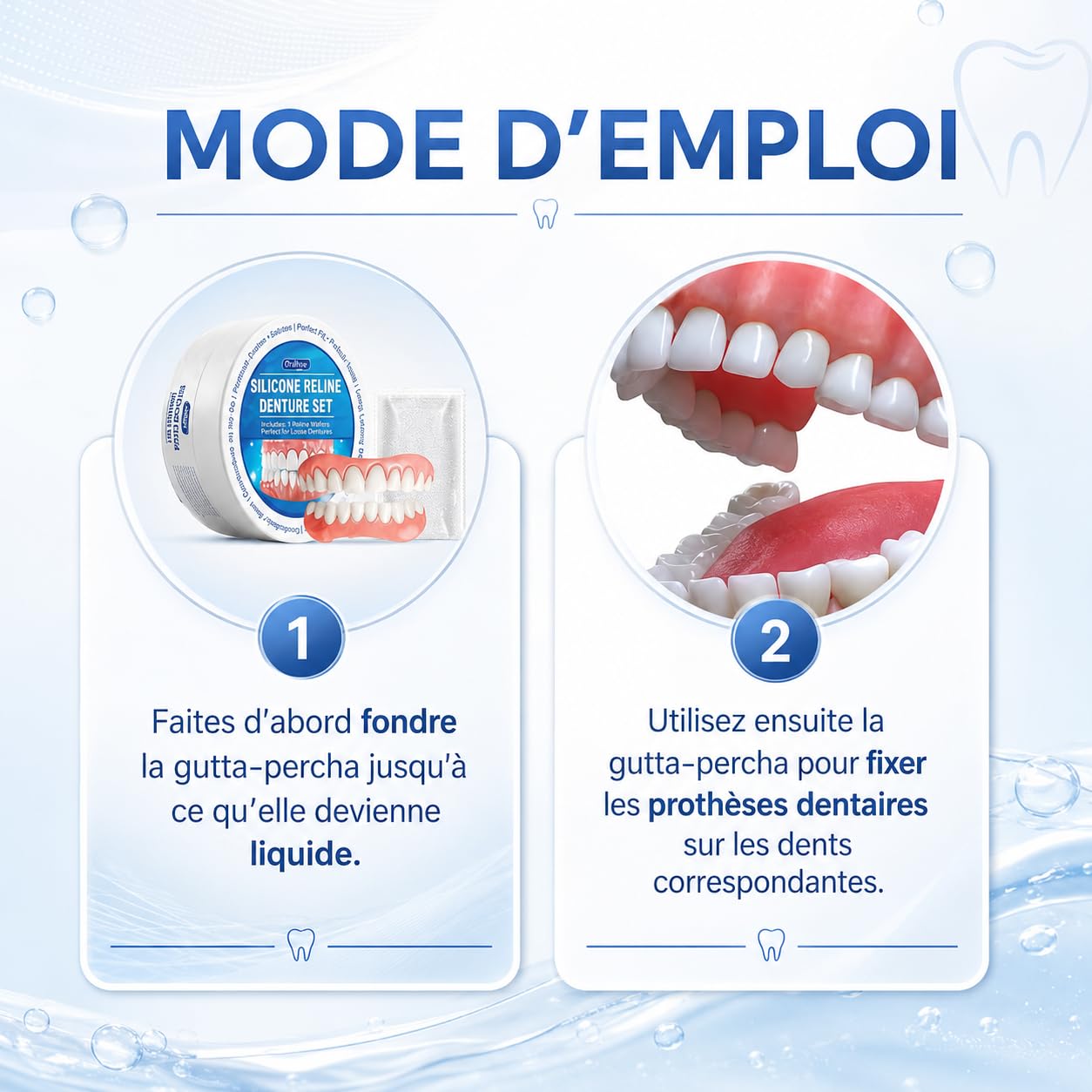 Prothèse Dentaire Silicone Bikenda Pour Hommes Et Femmes Dentier Silicone Souple Confortable Pour Sourire Naturel Usage Quotidien (1 Pcs)