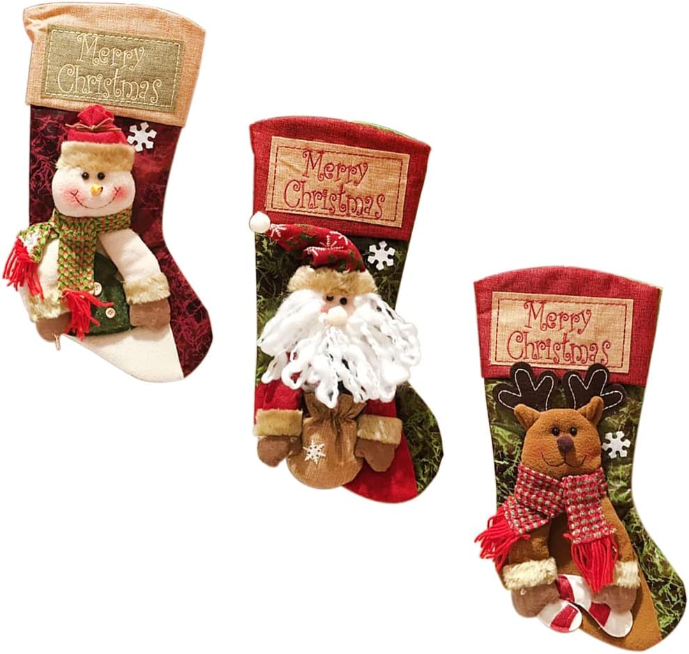 ORiTi Christmas Stockings 3pcs 50cm Large Xmas Stockings, Xmas Party Decorations for Fireplace, Xmas Tree, Hanging Ornaments Gift