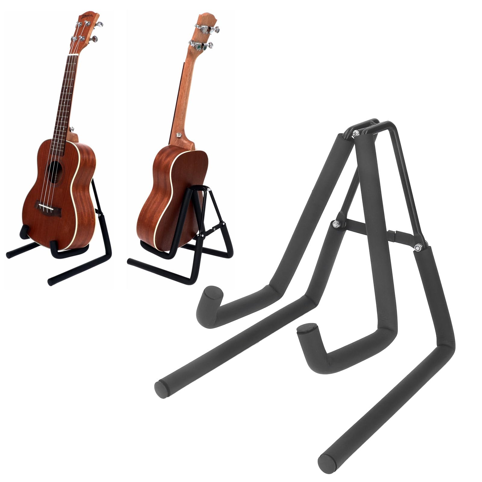 Espositore Pieghevole per Strumenti Musicali con Supporto in Spugna Antiscivolo, Supporto per Pavimento, per Chitarra Ukulele, Banjo, Mandolino, Violino