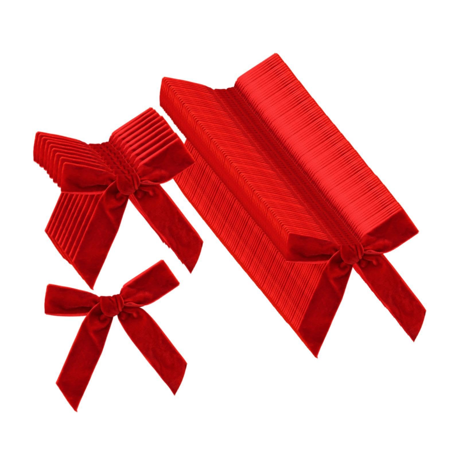 Sharplace Fiocchi di Velluto, Fiocco Decorativo per la casa, Piccola Decorazione Natalizia, Ornamenti Natalizi per Compleanno, Interni, Esterni, finestre, Rosso, 2.5 Cm