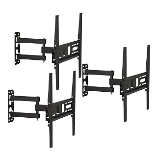 BonKaso Heavy Duty Full Motion TV Wall Mount Bracket for 20 to 55 Inch LED/LCD/OLED TVs | Dual Arm Articulating, Swivel & Tilt Adjustable TV Wall Stand | Supports Up to 35kg | Black | Pack of 3