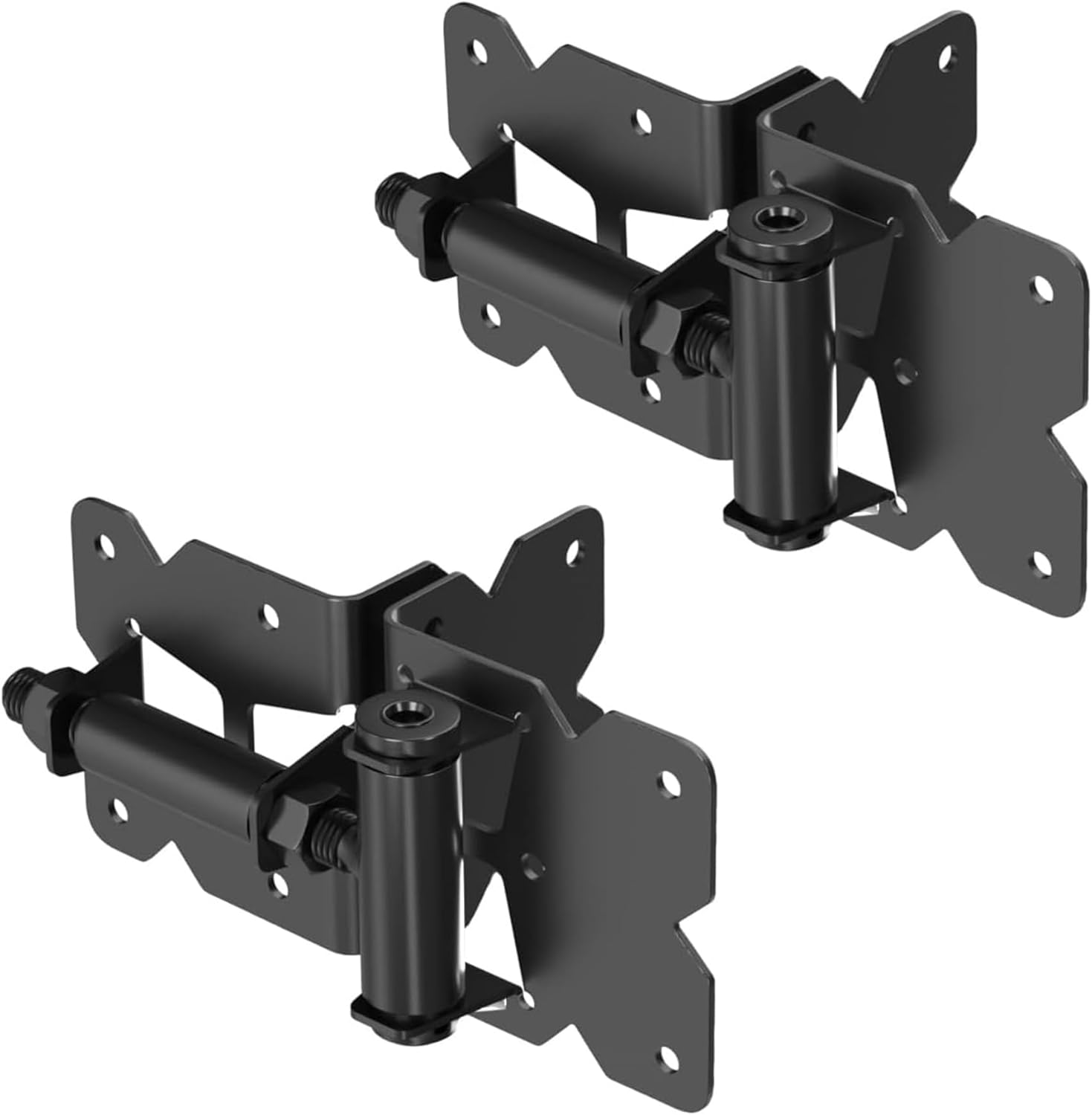 Carbon Steel Self Closing Gate Hinges, Vinyl, Wooden Gate Hinges for Wooden or Vinyl Fence Gate, Spring Loaded - Black