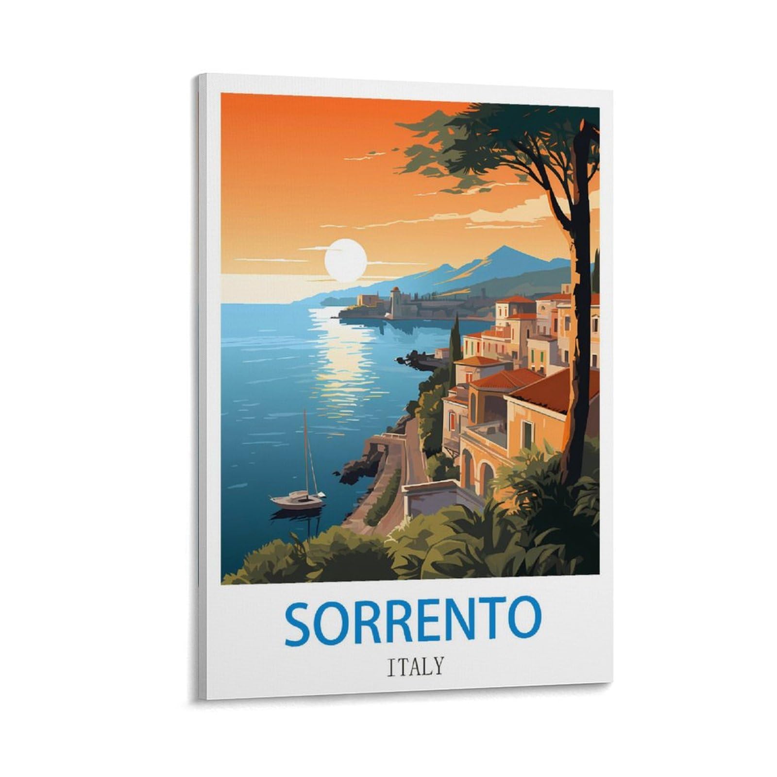Zhilijing Frame-Style Sorrento Italy Vintage Travel Posters 12X18inch(30X45cm) Decorative Painting Canvas Wall Posters And Art Picture Print Modern Family Bedroom Decor Posters