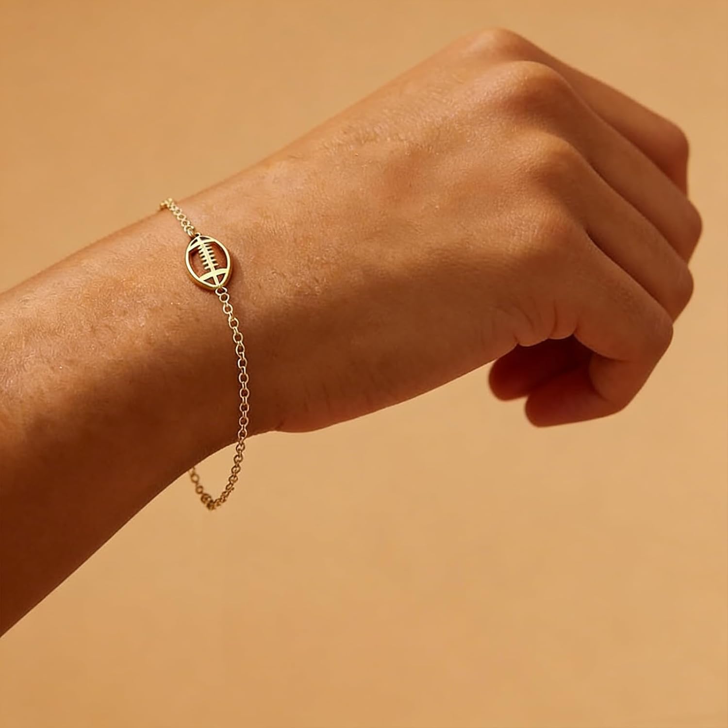 Sports Bracelets for Women 18K Gold Plated Adjustable Baseball Football Volleyball Basketball Tennis Racket Bracelet Gold Charm Bracelets Sports Jewelry for Women - Image 3