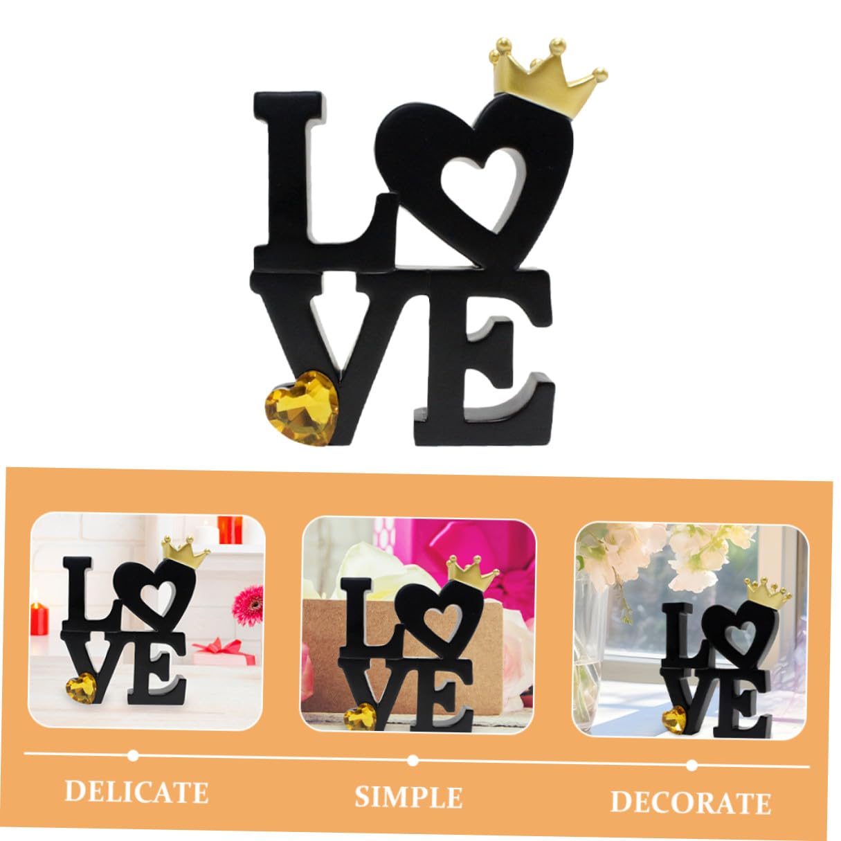 VICASKY Cartello da Tavolo Scritta Love in Legno Nero Decorazione da Tavolo Romantica per Matrimoni e San Decorazioni da Cucina Artigianali per Arredamento Casa