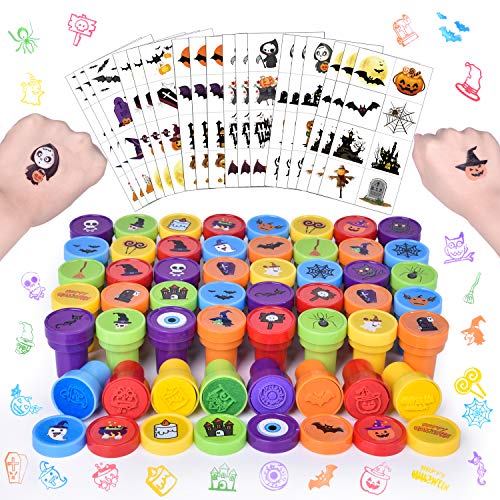 192 PCs Halloween Stamps for Kids, Assorted Stamps and Stickers for Halloween Party Favors, Goodie Bag Fillers and Pinata Fillers