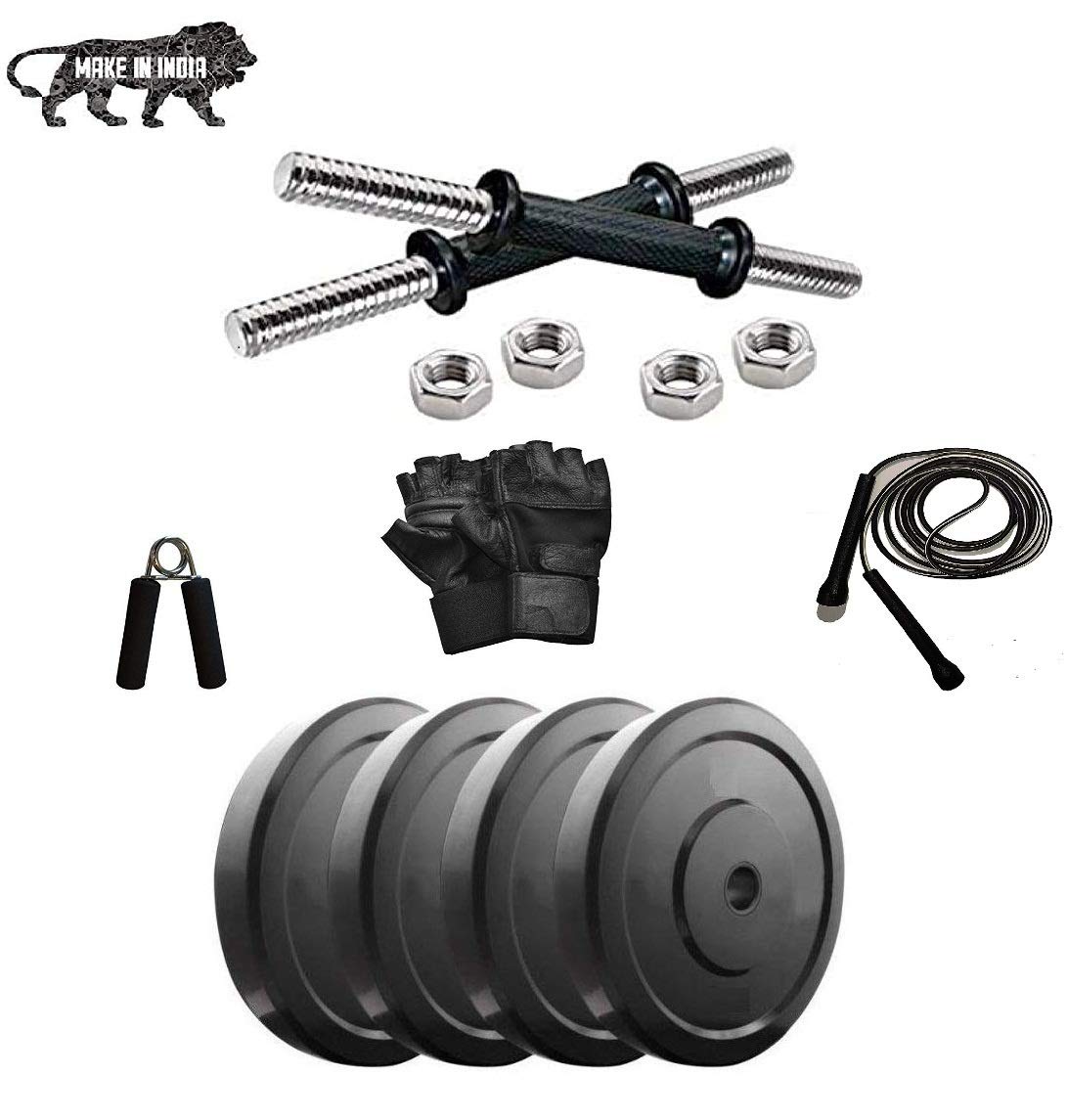 Rubber Dumbells Set 50 Kg Exercise Set, Rubber Weight Plates, Dumbbell Rods with Metal Nuts and Accessories-image-7