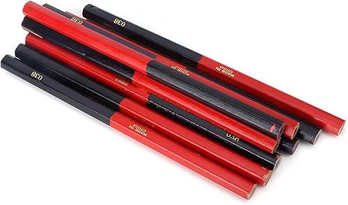 Miniatura 7 de Lápices de construcción, 10 Uds. Lápices de carpintero duro, rojo, azul, 2 núcleos, hexágono, 2 cabezas, bricolaje, carpintería, marcador,