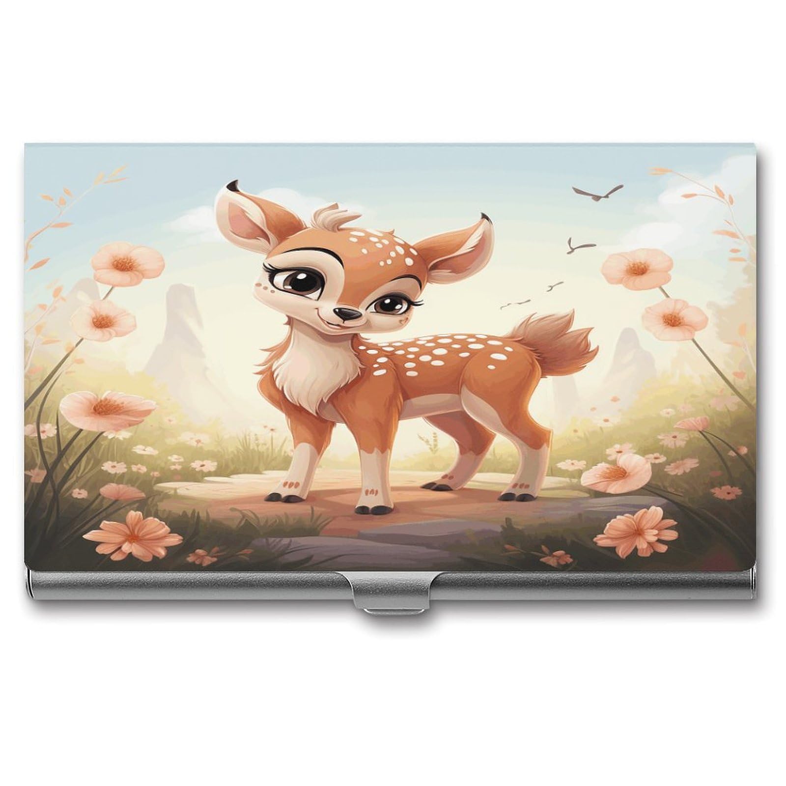 JTREHY Lovely Deer Business Card Case Convenient to Carry Business Card Dispenser Durable Not Prone to Wear And Tear Business Card Holder for Men & Women
