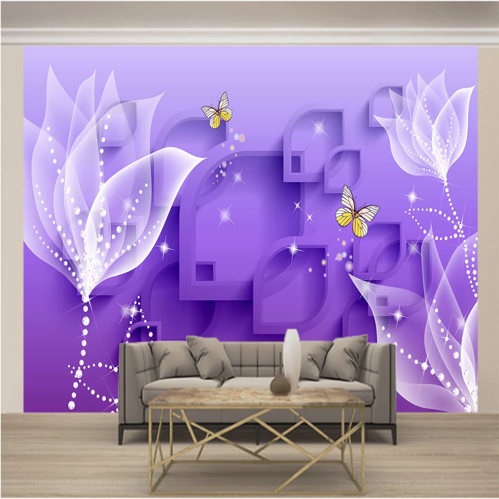 Poster tableaux muraux trompe l'oeil xxl fleurs pourpres 3D