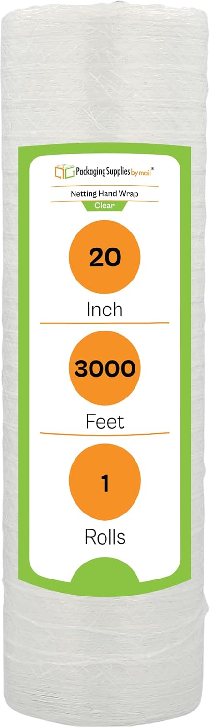 PSBM Pallet Netting Vented Stretch Wrap, 1 Pack, 20 Inch x 3000 Feet, for Securing Pallets that Need Ventilation