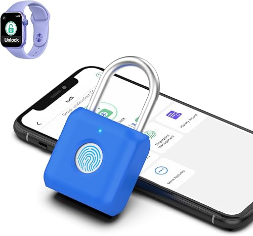Miniatura 10 de Candado de huella digital eLinkSmart para casillero de gimnasio con aplicación para teléfono iOS, cerradura de combinación sin llave de metal para