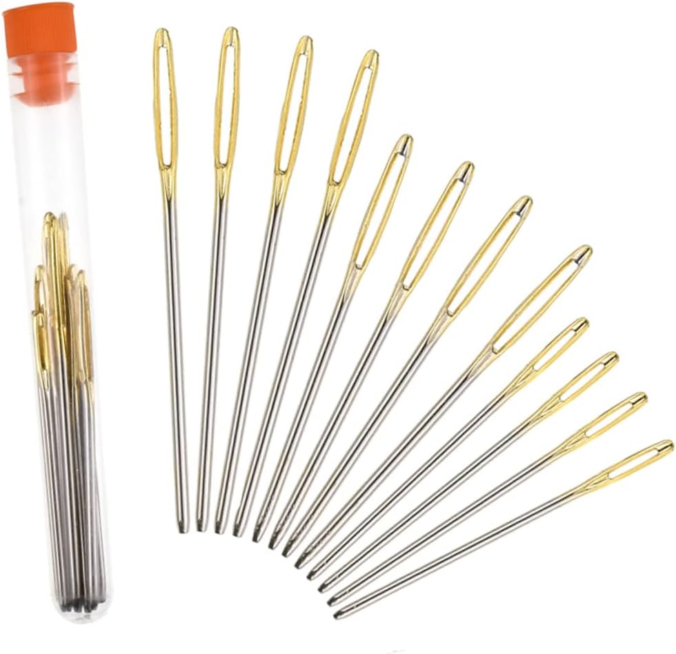 STOBOK 4sets Large Eye Blunt Needles for Sewing Knitting Weaving Stainless Steel Smooth Surface Includes Needles Storage Bottle for Crafting Embroidery