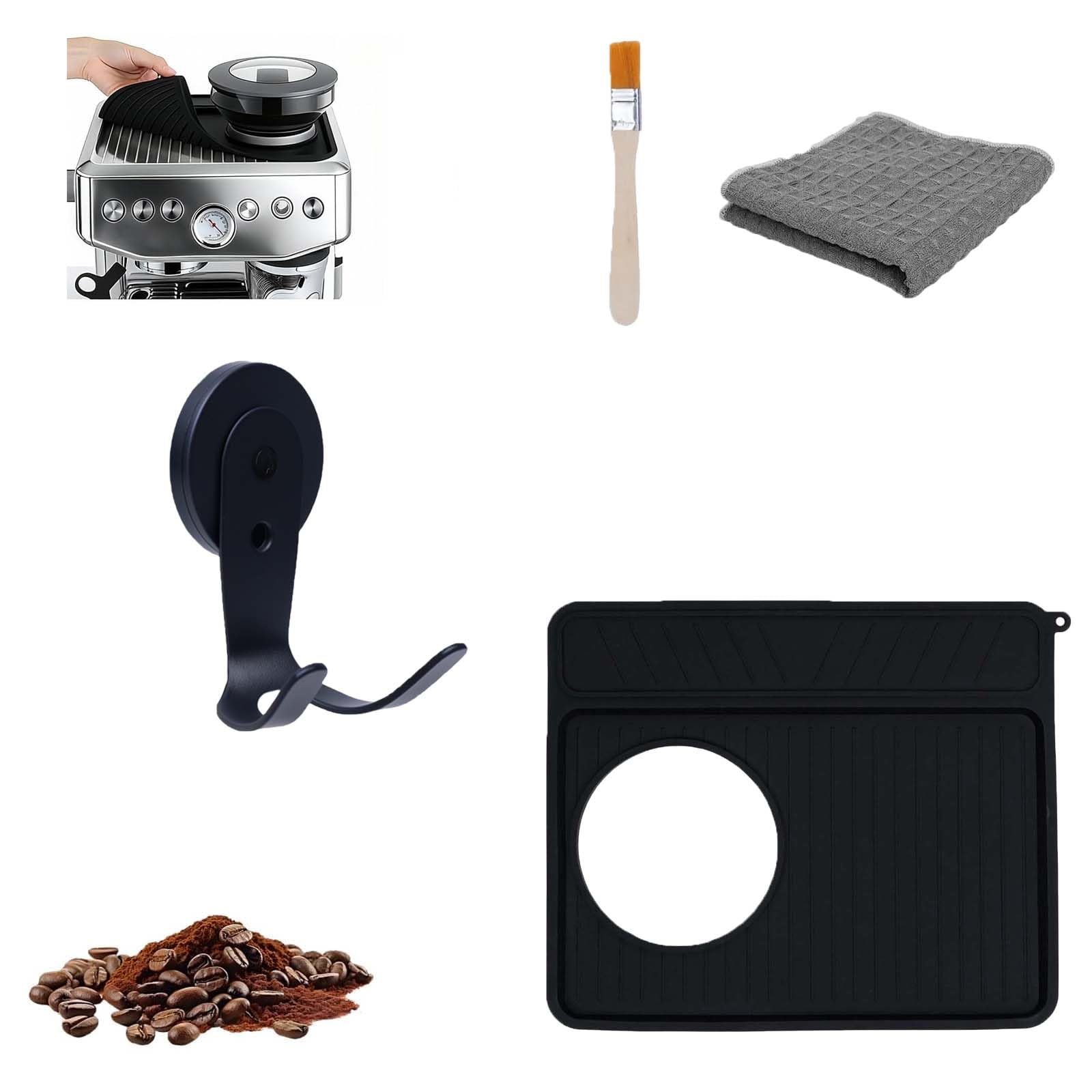 Prokitchen Portafilter Holder Double Hooks, Tamp Mat compatible with Breville Accessories for Espresso Machine 870/880, Espresso Tamping Mat Station with Waffle Weave Microfiber Towel, Cleaning Brush