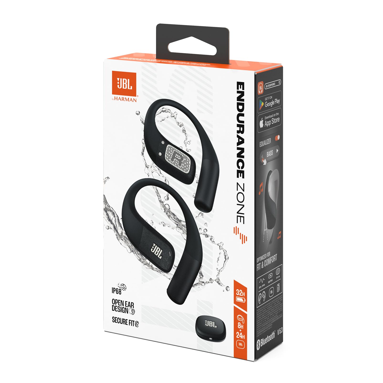 JBL Endurance Zone, Cuffie Sportive Open-Ear True Wireless, Nero/Grigio | Archetto Ergonomico, Bluetooth 5.3, JBL OpenSound, 32H Autonomia, IP68 Impermeabili, Google Finder, App JBL Headphones