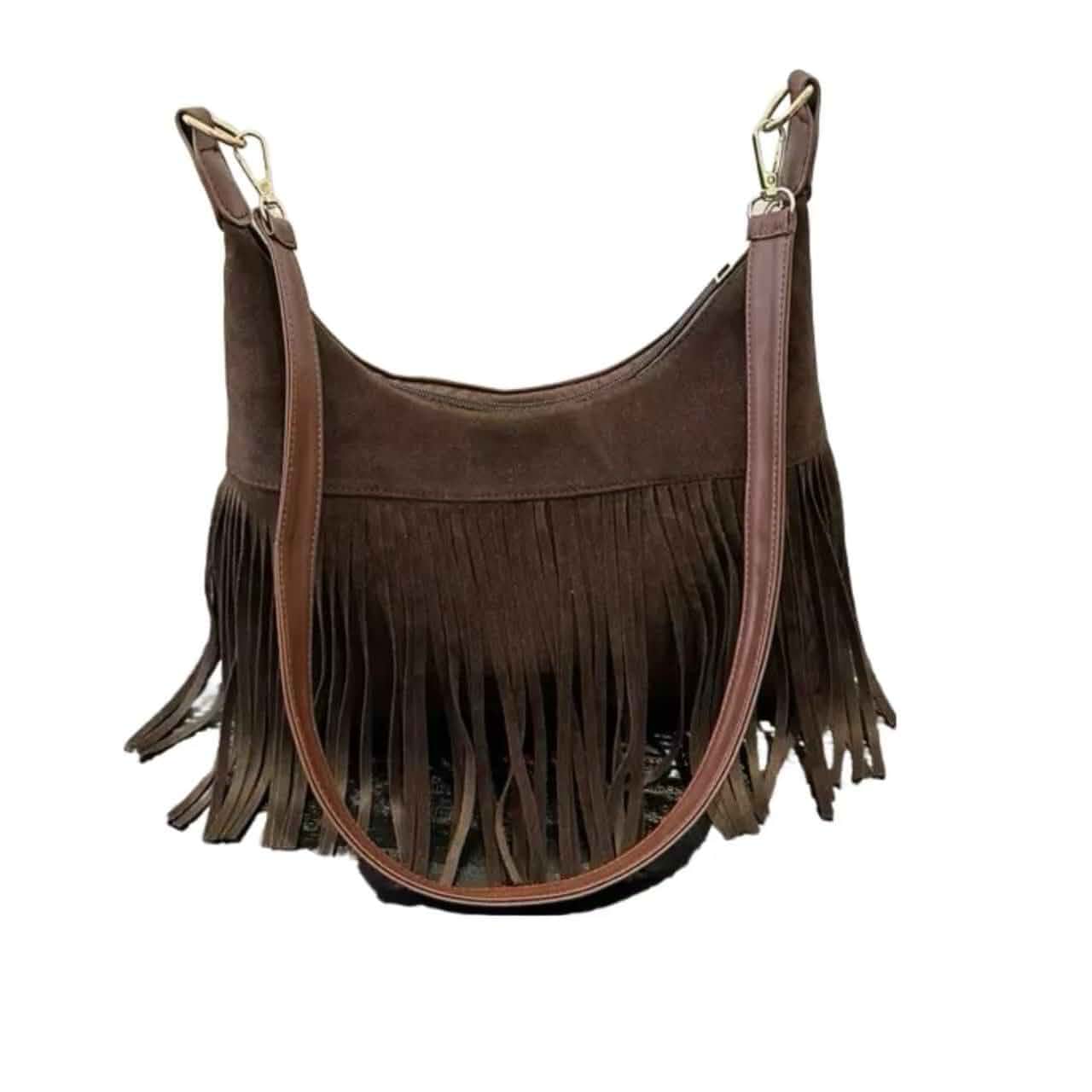 QZWAIFEN Fashion Women Fringe Hobo Bag Western Purse Shoulder Bag Vegan Suede Tassel Hippie Crossbody Bag