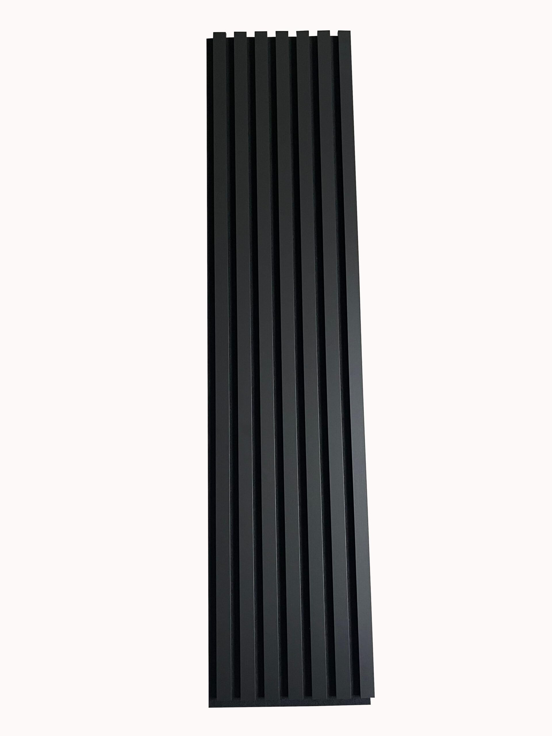 Zestaw 4 Sztuk Akustycznych Paneli Ściennych Na Czarnym Filcu 30x132 cm Czarny Mat 3D Panele Dekoracyjne Wykończenie MDF W Okleinie Drewnopodobnej I Filc Akustyczny