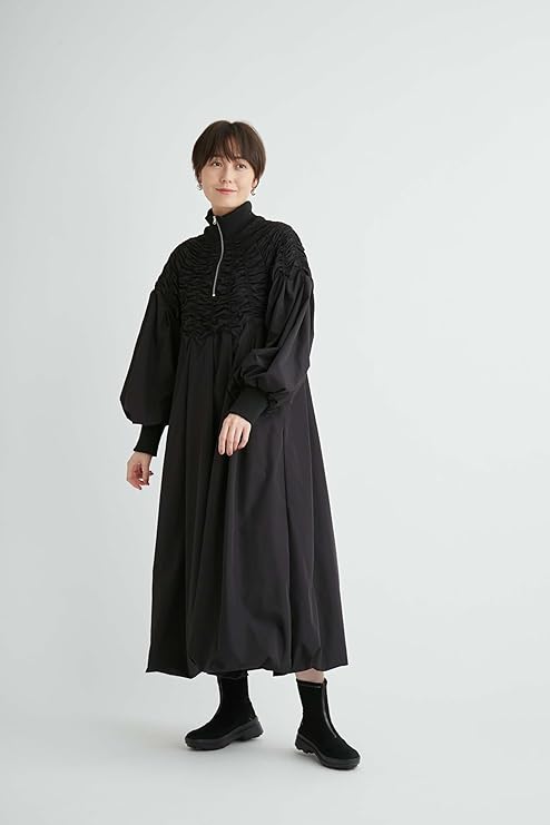 Amazon.co.jp: [エミ] ecoギャザーディティールワンピース