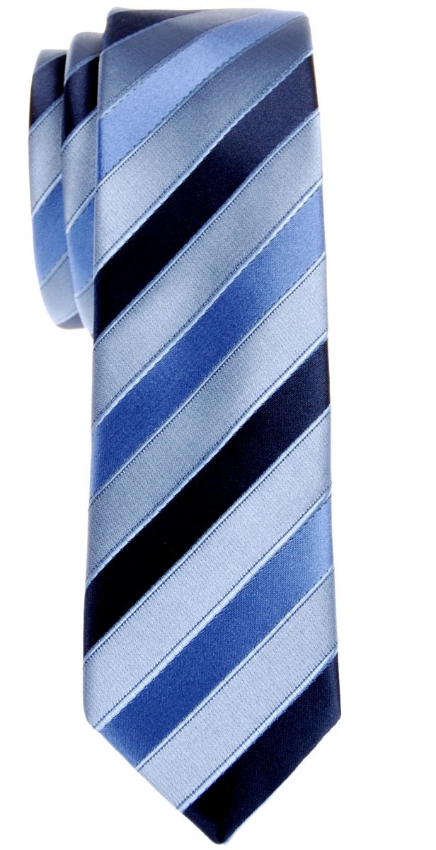 Retreez Three-Colour Stripe Woven Microfiber Skinny Tie - Blue