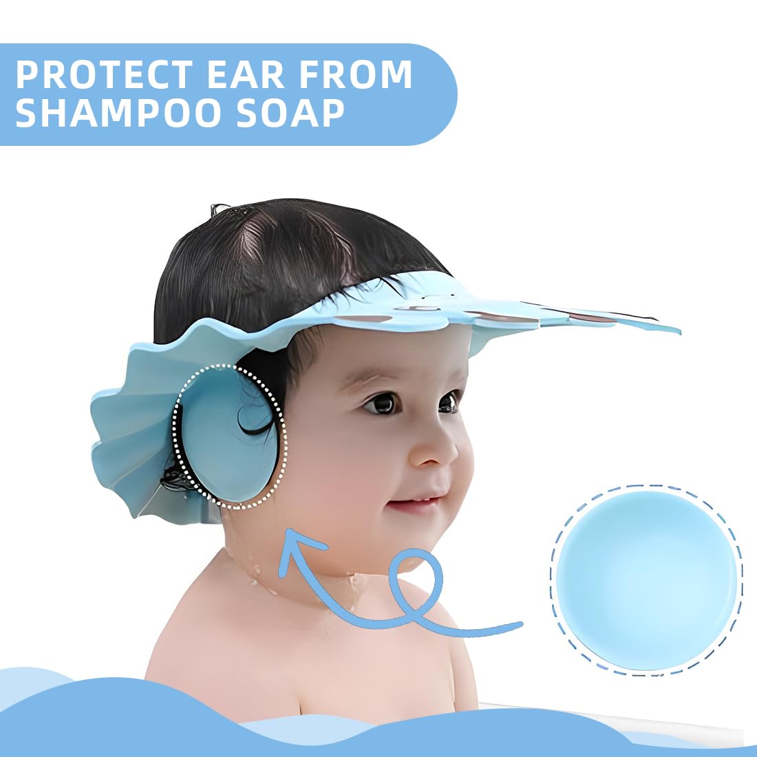 2 Casquettes De Bain Bébé Réglables - Visière Protection Yeux & Visage Pour Le Shampooing (Lot De 2)