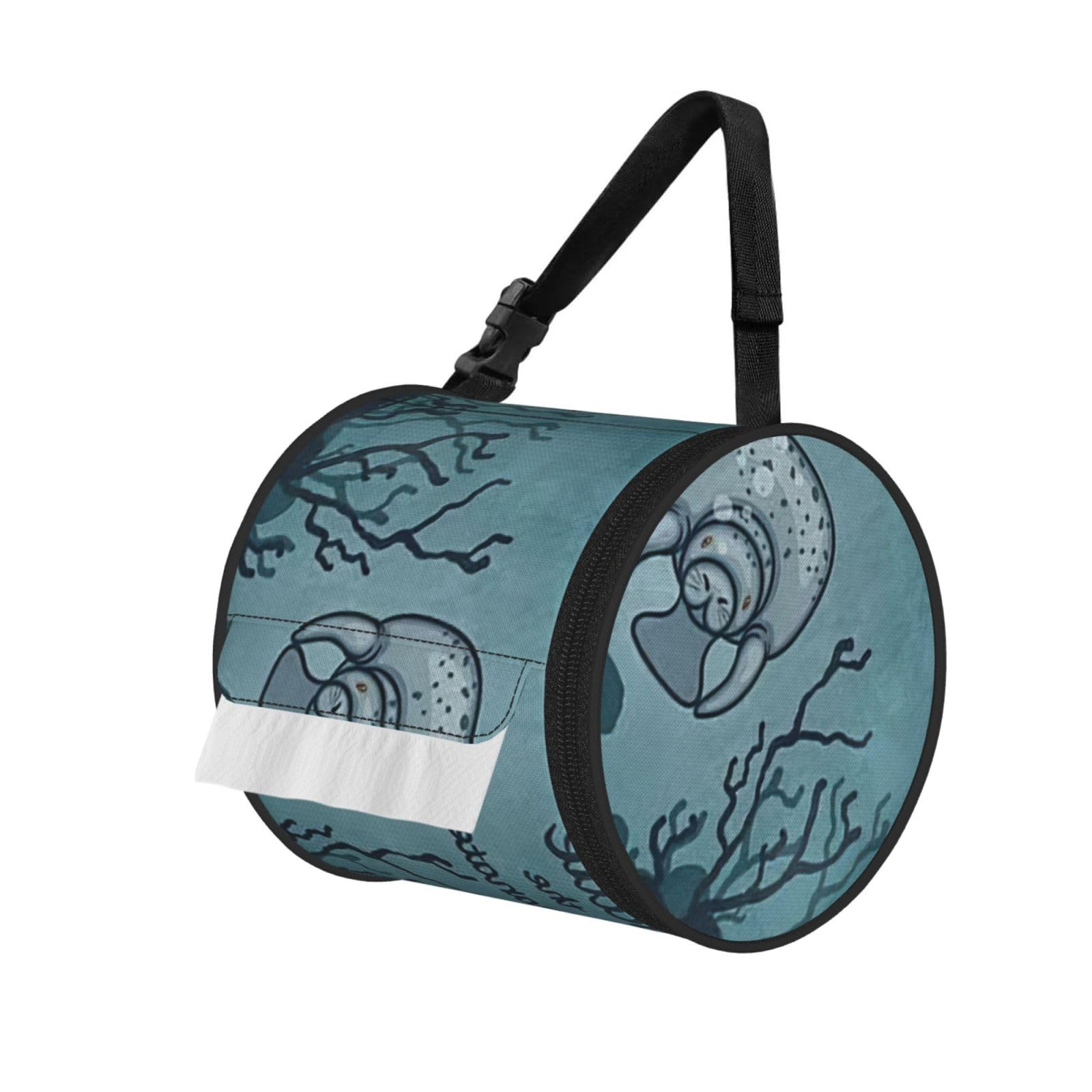 Crazy Save Manatee Printed Toilet Paper Holder Bag, Adjustable Strap Roll Paper Organizer for Car Kitchen Outdoor