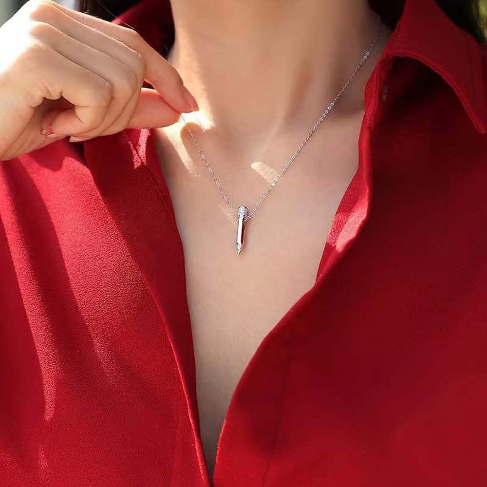 Collana Matita in Argento Moissanite per Donne Gifts di Laurea Studentessa Figlia Figlio