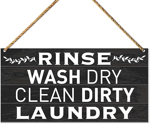 Letrero de madera para lavandería, decoración de cuarto de lavado para puerta y pared, estilo granja, baño, decoración del hogar, letrero de lavado
