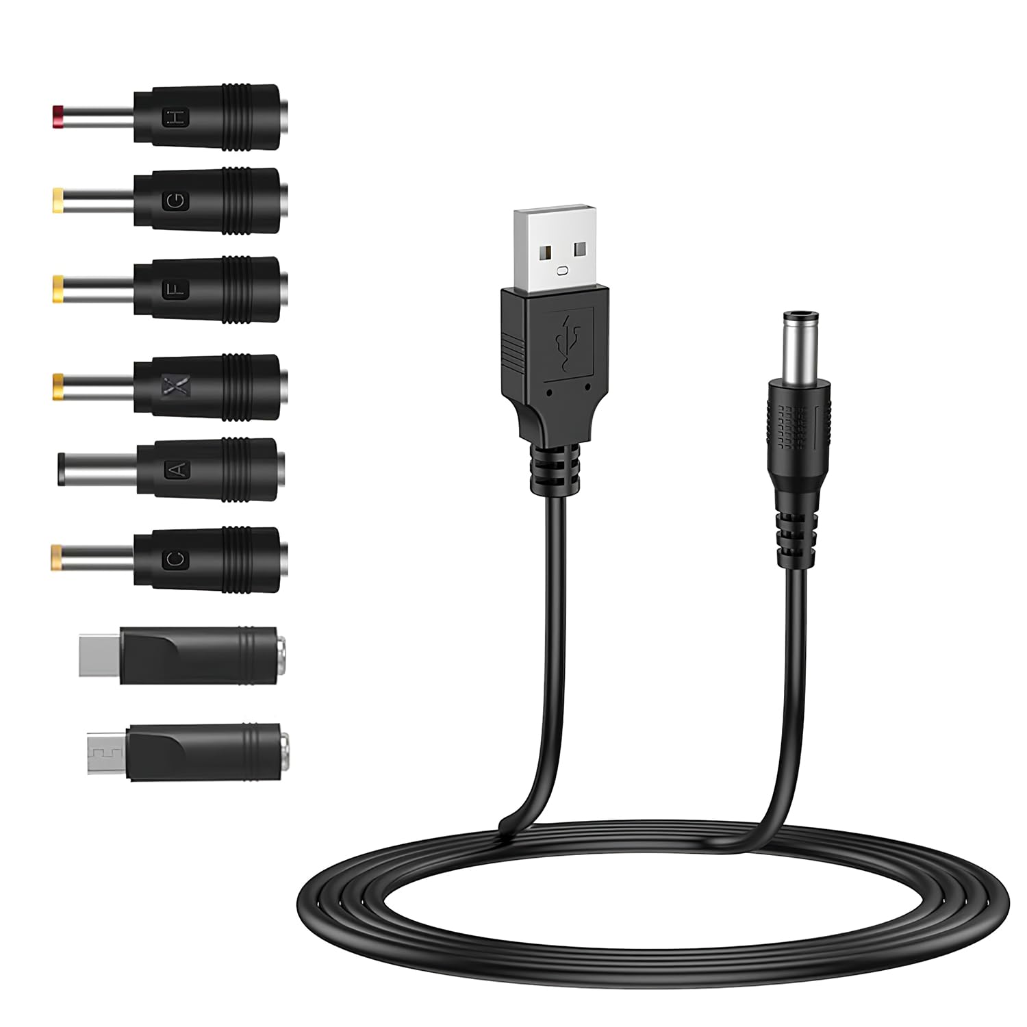 Multi Charging Cable – Universal 5V USB to DC Cable with 6 Connectors, DC 5V Charger Wire, USB Female to Male Extension Cord, DC Jack Connector for Trimmer, Camera & Electronic Devices-image-18