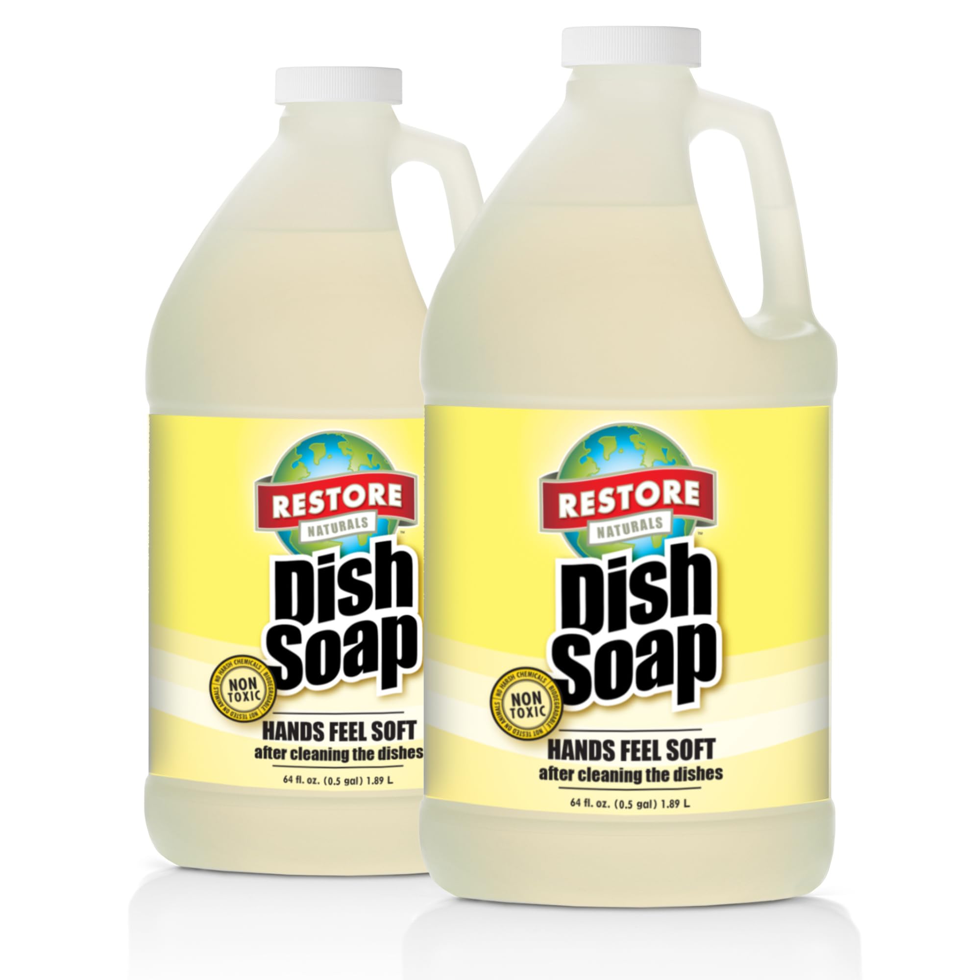 Restore Naturals Non Toxic Liquid Dish Soap - 64 Fl Oz - Plant Based Biodegradable Gentle Formula Cruelty