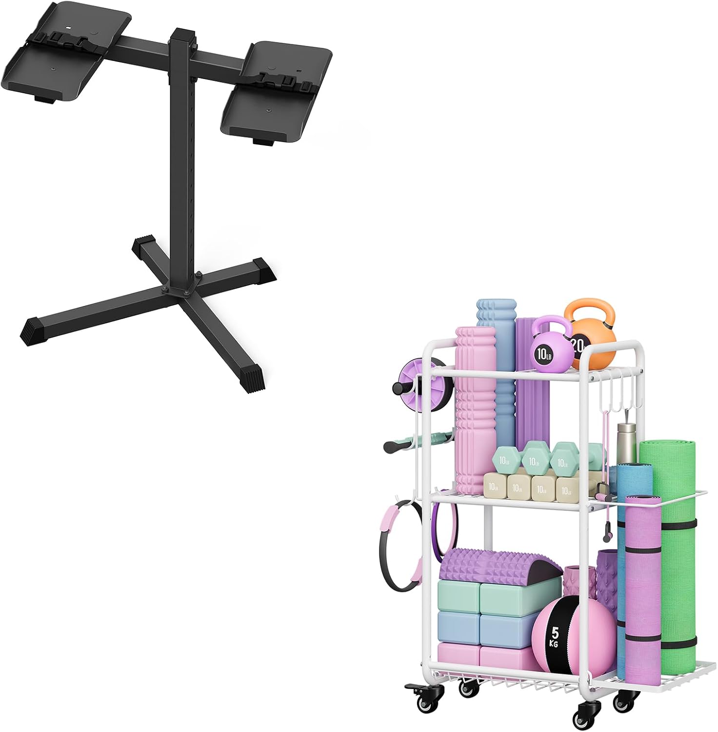 Multi-Functional Home Gym Storage Rack and Adjustable Dumbbell Stand