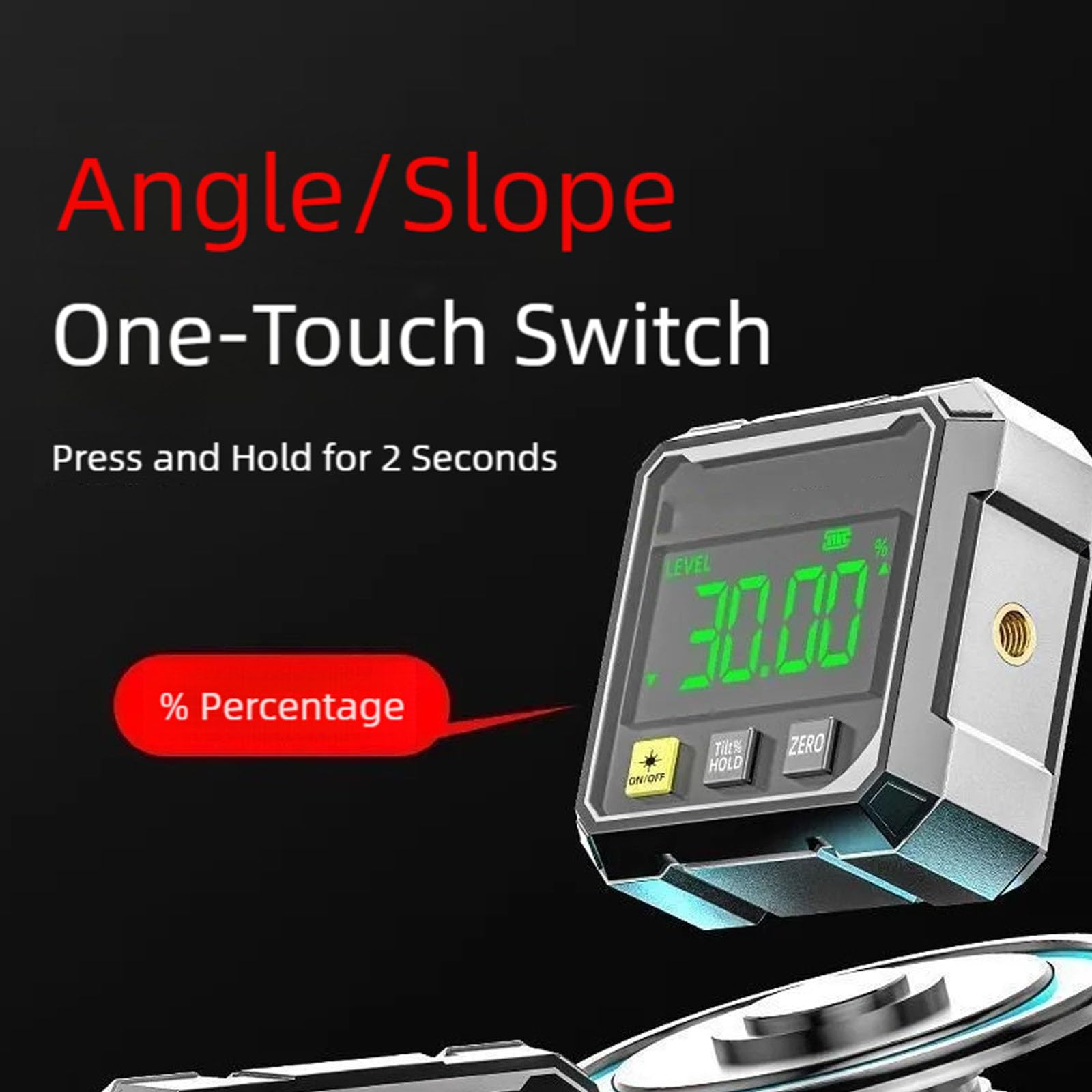 Inclinometro digitale ad alta precisione con display a LED e lati per una misurazione accurata degli angoli di ricarica USB Misuratore di angoli laser con magneti a quattro lati
